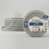 Vorex Cat6 U/utp Ağ Kablosu 100 Metre 24 Awg 1000 Mbps Gigabit Ethernet Metre Baskılı Network Kablo - Gri