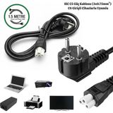 Vorex GABBLE 1.5 Metre C5 Yonca Güç Kablosu 250V Laptop Notebook Adaptör TV Monitör Yazıcı Uyumlu - 1,5 m - Siyah