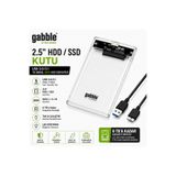 VOREX Gabble 2.5" HDD SSD Kutusu USB 3.0/3.1 SATA Harici Disk Kutusu Şeffaf Kasa 5Gbps 30cm Kablo