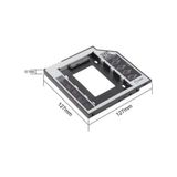 Vorex Gabble DVD Yuvasına Takılan SSD HDD Kutusu 12.7 mm HDD Caddy Kızak - Gri Metal