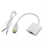 Vorex Gabble HDMI To VGA Çevirici 1080P | 3.5mm Ses Çıkışlı | HDMI Erkek VGA Dişi - Beyaz