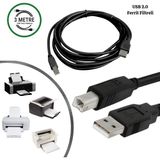 Vorex Gabble USB 2.0 Yüksek Hızlı Yazıcı Kablosu 3 Metre (Ferrit Filtreli) Pc Printer Bağlantı Kablosu - Siyah