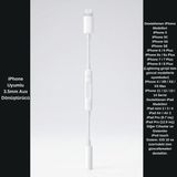 Vorex iPhone Uyumlu Lightning To 3.5mm Aux Kulaklık Dönüştürücü Adaptör - Müzik ve Ses Kontrol Destekli - Beyaz