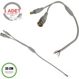 Vorex Profesyonel Bnc + Dc Power Jack Pigtail Kablo 35CM – 5 Uçlu Hazır Kamera Bağlantı Seti – Cctv Güvenlik Sistemi Için - 1 Adet - Gri