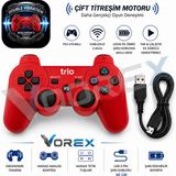Vorex Trio TR-903 Ps3 Uyumlu Kablosuz Oyun Kolu Çift Titreşim Wireless Controller USB Şarjlı - Kırmızı