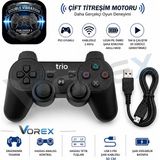 Vorex Trio TR-903 Ps3 Uyumlu Kablosuz Oyun Kolu Çift Titreşim Wireless Controller USB Şarjlı - Siyah