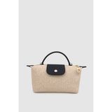Vorin Mini Hasır Çapraz Askılı El Çantası Krem Siyah - 20 x 10 x 8 cm - Krem - Siyah