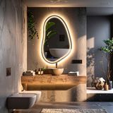 Vornel Led'li Lazer Kumlamalı Lavabo & Banyo Aynası (Dokunmatik Sensörlü) günışığı ledli 100 x 65
