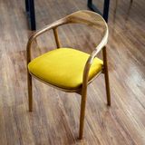 Vornom Modern Ahşap Sandalye - Ceviz Yemek ve Çalışma Masası Sandalye - Hardal