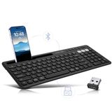 Vortec Çoklu Cihaz Kablosuz Klavye - Tablet için Bluetooth Klavye - iPhone iPad Android Telefon Cep Telefonu PC Bilgisayar ile Evrensel Uyumlu - Dahili Stand - Uzun Pil Ömrü - Kolay Kurulum
