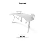 Vortex 25mm Kanatlı Oyuncu Masası | Beyaz Karbon Fiber Kaplama | Raflı Oyuncu Masası