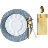 Vos Versa Amerikan Servis 6!lı Supla Lux Sunum Tabak Altlığ - Yuvarlak Gri VVHM0045 - 30 x 40 cm
