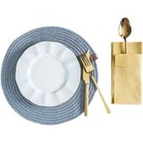 Vos Versa Amerikan Servis Tekli Supla Lux Sunum Tabak Altlığ - Yuvarlak Gri VVHM0044 - 33 x 33 cm
