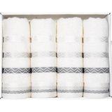 Vos Versa Bursa Varak Serisi 50X90CM %100 Pamuk 4lü Yüz Havlusu Beyaz VVHM0026 - 50 x 90 cm