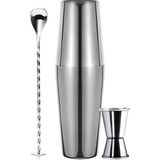 Vosco 3 Parça Avantajlı Kokteyl Set Boston Shaker Seti 750ml Paslanmaz Çelik ile Pratik ve Şık Tasarım