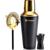 Vosco 3 Parça Paslanmaz Çelik Kokteyl Shaker Seti Gold Renk ve Şık Tasarım ile Mükemmel Hediye Seçeneği