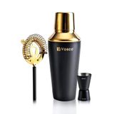 vosco 3 Parça Paslanmaz Çelik Kokteyl Shaker Seti (GOLD)