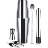 Vosco 6 Parça Paslanmaz Çelik Kokteyl Seti Şık Tasarım Boston Shaker 750ml Avantajlı Set