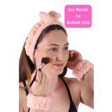 Vosvera Soft Saç Bandı Ve Bileklik Makyaj Uygulama Seti Pembe