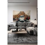 Vosvos Desenli Duvar Halısı Duvar Örtüsü Tapestry Süetimsi Dokulu%100 Polyester Kumaş