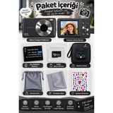 Vothoon 4K Figürlü Çantalı Dijital Video Kamera 44MP 16X Zoom Işıklı Kart Dijital Fotoğraf Makinesi 64GB Hafıza Kart Hediyeli - Siyah