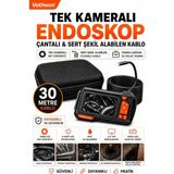 Vothoon Ekranlı Tek Kameralı 30 mt Sert Kablo Yılan Endoskop Kamera 8 mm 4.3 Inc