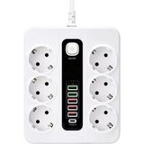 Vothoon HP-H04 3000W 10AMPER 6’lı 2metre Uzatma Kablolu Çoklu Termal Akım Korumalı Priz - Beyaz