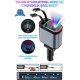 Vothoon LED Işık Tavan Aydınlatmalı 66W 4'1 Çift Kablolu Hızlı Şarj 3.4A Araç Içi Çakmaklık Şarj Aleti - Siyah