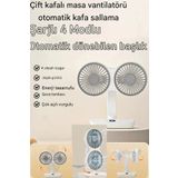 Vothoon Masaüstü Dijital Ekranlı Çift Fanlı Led Işıklı Soğutucu Fan Ev Ofis Şarjlı Vantilatör