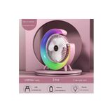Vothoon Masaüstü Vantilatör USB Şarjlı Rgb LED Işıklı 3 Kademeli 180° Ayarlanabilir Soğutucu Fan - Pembe