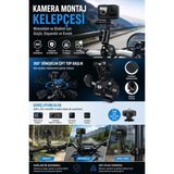 Vothoon Motosiklet Bisiklet Gidon Kamera Montaj Metal Kelepçesi 360° Döner Metal Tutucu - Siyah