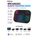 Vothoon RGB Işıklı Mini Kablosuz Klavye Touchpad Combo, Bluetooth ve 2.4G Smart TV Kumandası