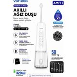 Vothoon Şarjlı Ağız Duşu Diş Bakım Cihazı 4 Modlu Diş Arası Temizleyici 320ML 5 Başlıklı 1500 Mah Kablosuz - Beyaz