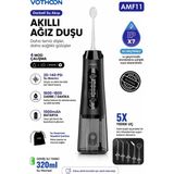 Vothoon Şarjlı Ağız Duşu Diş Bakım Cihazı 4 Modlu Diş Arası Temizleyici 320ML 5 Başlıklı 1500 Mah Kablosuz - Siyah