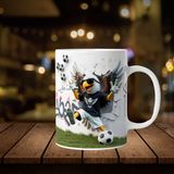 Vova Baskı Football Player Kartal 3D Görünümlü Baskılı Kişiye Özel Isim Yazılabilen Porselen Kupalar Bardak - Beyaz - 330 ml