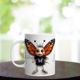 Vova Baskı Kelebek 3D Görünümlü Baskılı Porselen Kupalar Bardak - Beyaz - 330 ml