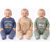 Vovido Erkek Bebek 3’lü Tulum Set – %100 Pamuk Çıtçıtlı Patikli Tulum 128067 - Karışık - 0 - 3 Ay