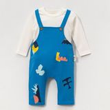 Vovido Kids Geometrik Saks Mavi Erkek Bebek Salopet Takımı - 12 - 18 Ay