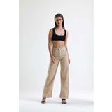 Vovikon KN Yüksek Bel Kadın Bol Paça Boyfriend Gabardin Pantolon