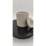 Vovo Concept Kapaklı Beton Saksıda Dekoratif Mum Bej