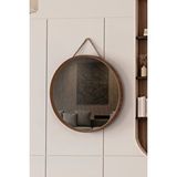 Vovva Home Mirora Yuvarlak Dekoratif Duvar Aynası | Boyalı Ahşap Çerçeveli | 48cm | Amerikan Ceviz Kahverengi
