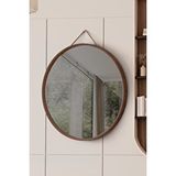 Vovva Home Mirora Yuvarlak Dekoratif Duvar Aynası | Boyalı Ahşap Çerçeveli | 60cm | Amerikan Ceviz Kahverengi