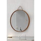 Vovva Home Mirora Yuvarlak Dekoratif Duvar Aynası | Boyalı Ahşap Çerçeveli | 60cm | Meşe