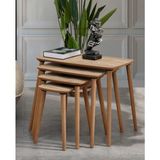 Vovvahome Luci 4'lü MDF Ahşap Zigon Sehpa Meşe Modern Tasarım ve Fonksiyonel Kullanım
