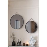 vovvahome Mirora 2'li Yuvarlak Dekoratif Duvar Aynası | Boyalı Ahşap Çerçeveli | 60cm 48cm | Antrasit