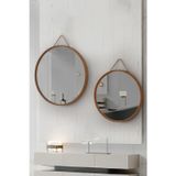 vovvahome Mirora 2'li Yuvarlak Dekoratif Duvar Aynası | Boyalı Ahşap Çerçeveli | 60cm 48cm | Meşe