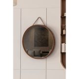 vovvahome Mirora Yuvarlak Dekoratif Duvar Aynası | Boyalı Ahşap Çerçeveli | 48cm | Amerikan Ceviz
