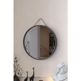 vovvahome Mirora Yuvarlak Dekoratif Duvar Aynası | Boyalı Ahşap Çerçeveli | 48cm | Antrasit
