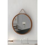 vovvahome Mirora Yuvarlak Dekoratif Duvar Aynası | Boyalı Ahşap Çerçeveli | 48cm | Meşe
