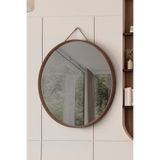 vovvahome Mirora Yuvarlak Dekoratif Duvar Aynası | Boyalı Ahşap Çerçeveli | 60cm | Amerikan Ceviz